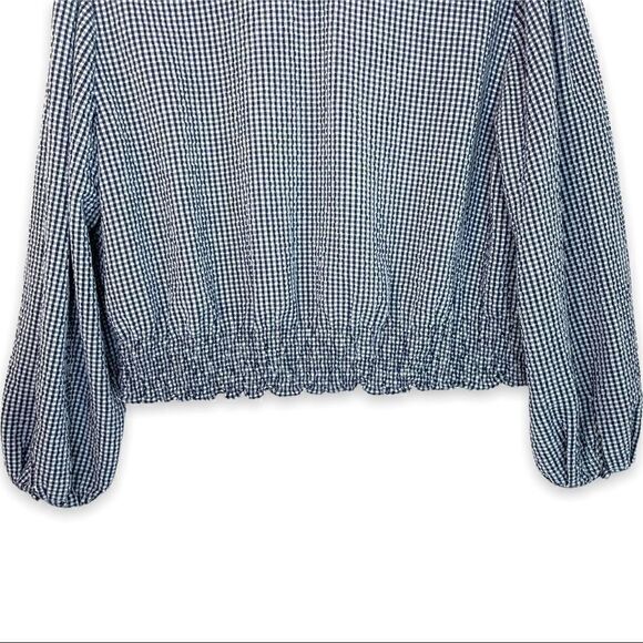 Zara Gingham V Neck Pleated Top - Picture 8 of 9